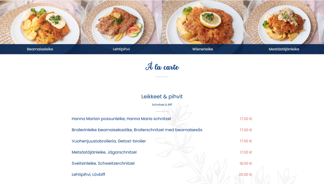 Hanna Maria Ravintola kotisivu