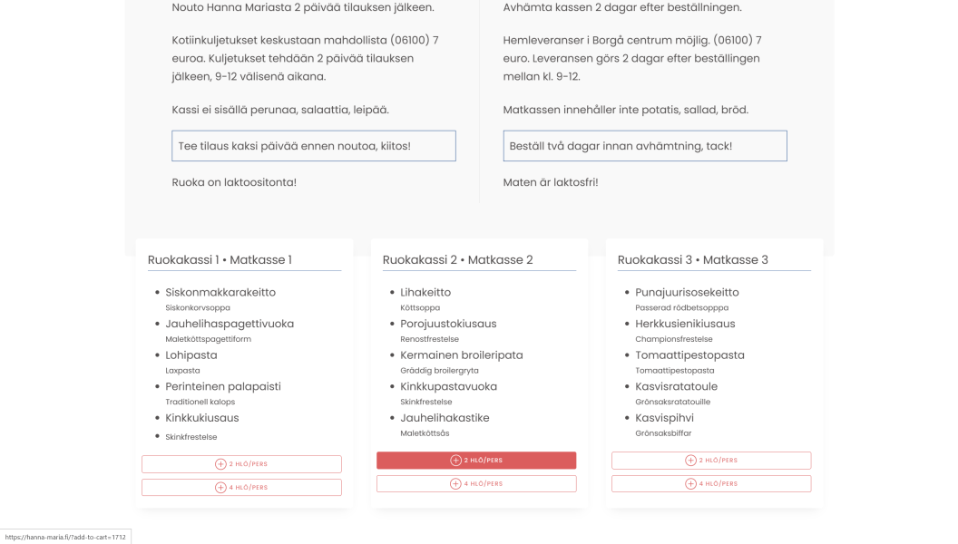 Hanna Maria Ravintola nettikauppa