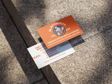 Business Card on the Ground Mockup Orange