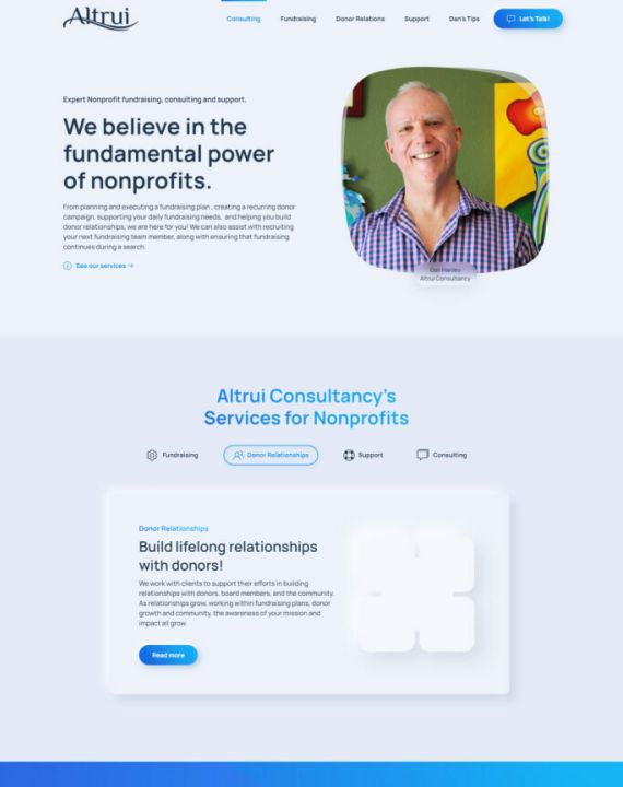 Screenshot of website web design that UUDLY did for Altrui Consultancy