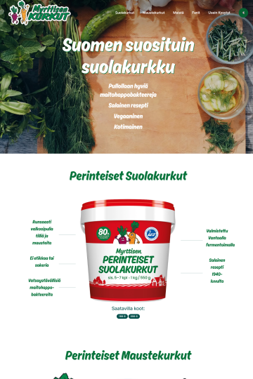 Screenshot of Myrttisen Kurkut website