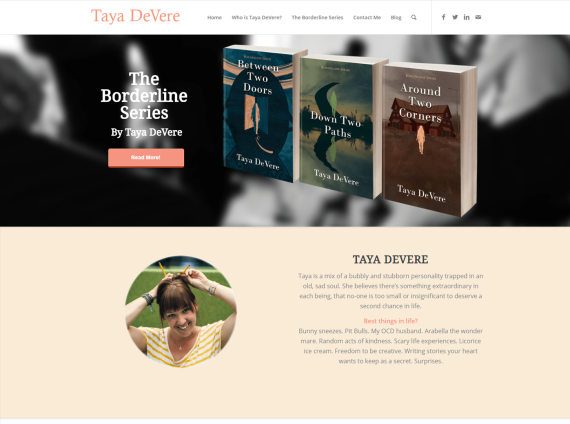 Author Taya Devere webpage by UUDLY