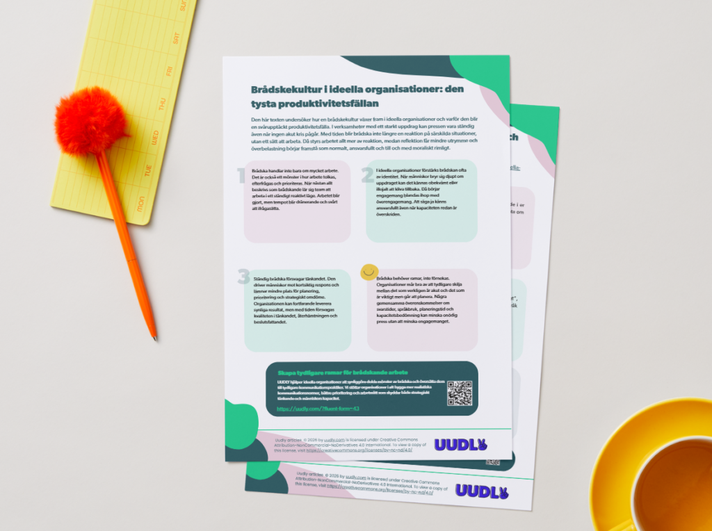 Brådskekultur i ideella organisationer: den tysta produktivitetsfällan
