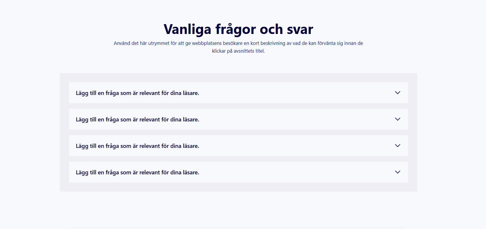 Sektion för vanliga frågor och svar