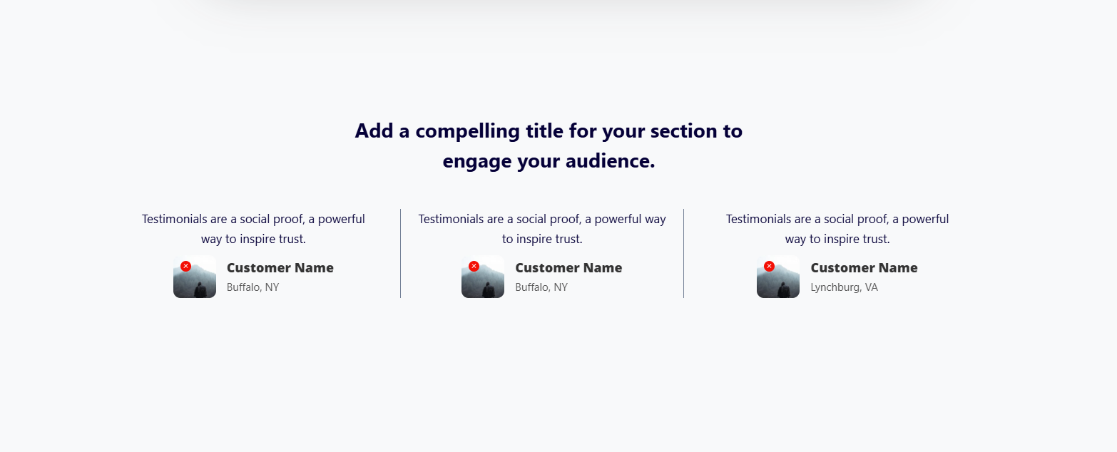 Testimomials section of a webpage