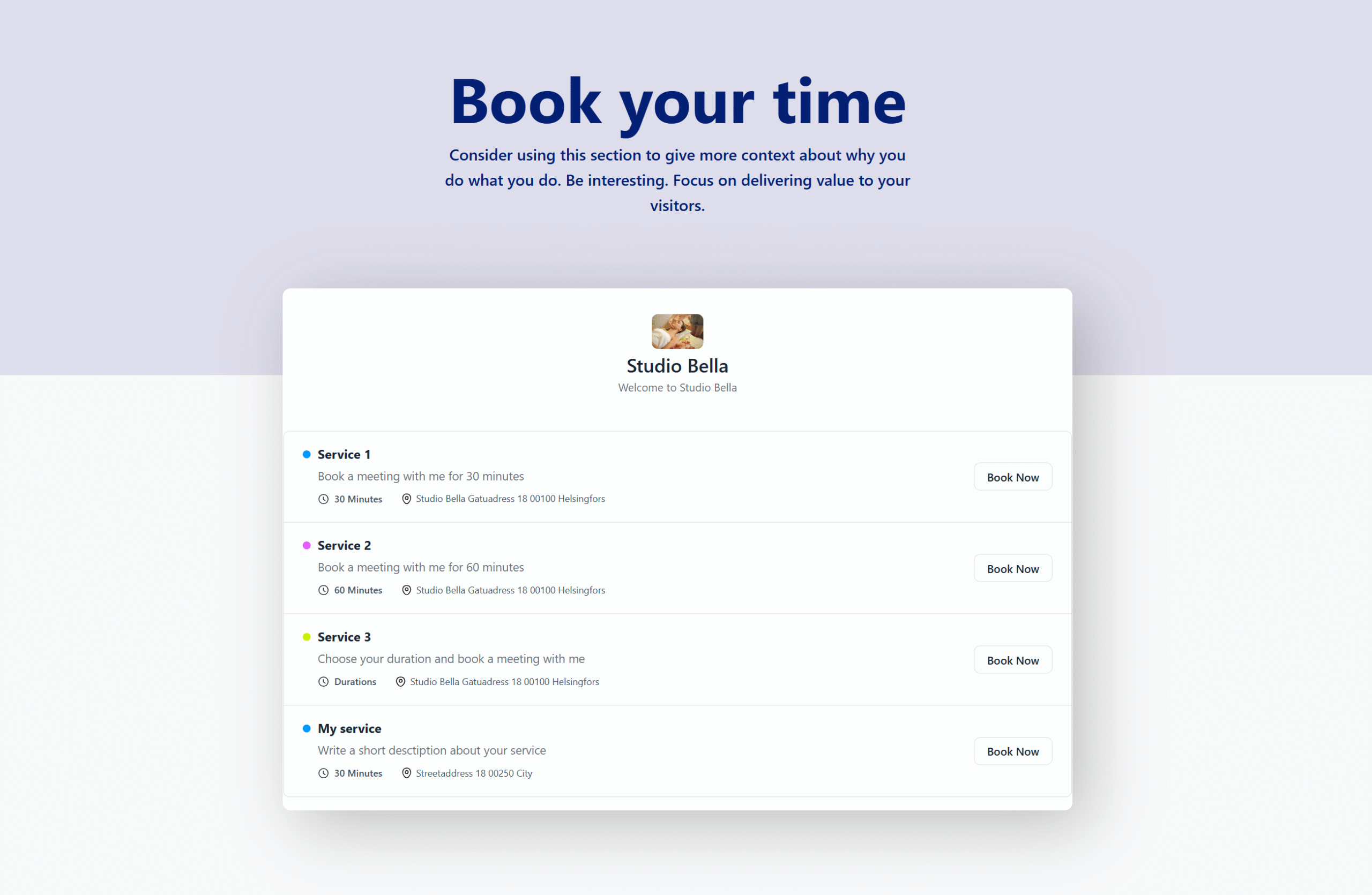Booking calendar