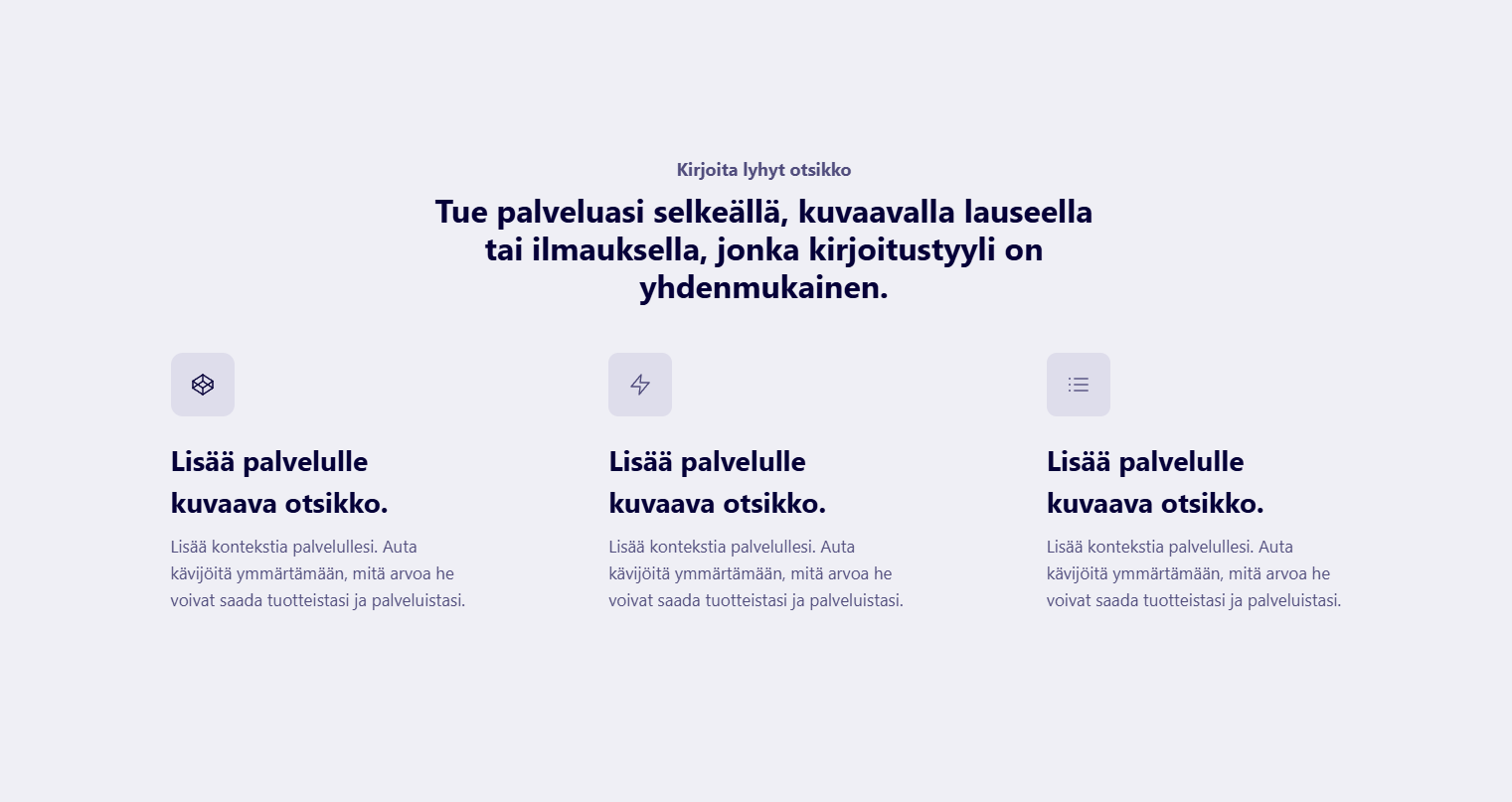 palveluiden esittely osio