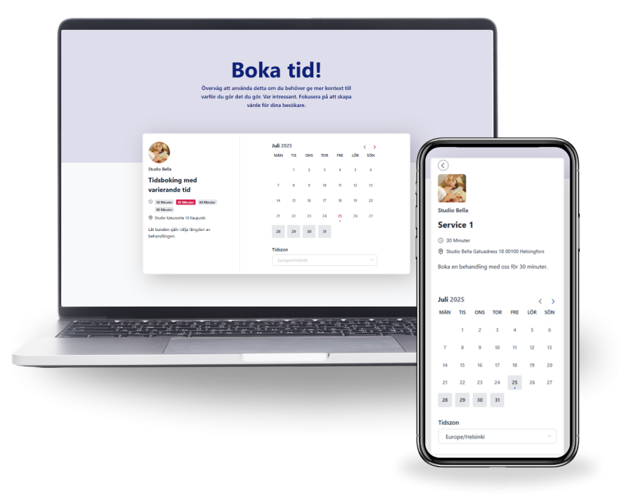 Bokingskalender laptop telefon