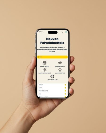Nauvon palveluluettelo in handheld large phone