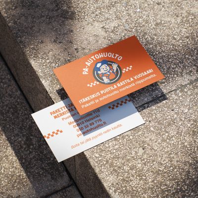 Business Card on the Ground Mockup Orange