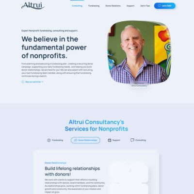 Screenshot of website web design that UUDLY did for Altrui Consultancy