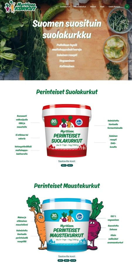 screenshot of myrttisenkurkut.fi nettisivut uudly