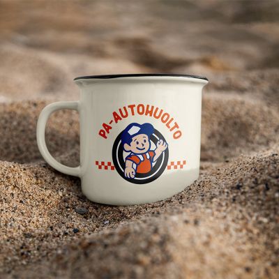 pa autohuolto logo Mug in Sand Mockup