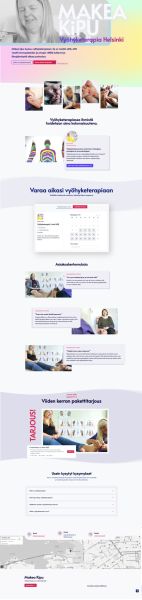 Vyöhyketerapia Makea Kipu kotisivu ajanvarauskalenterilla. Toteutus uudly.com