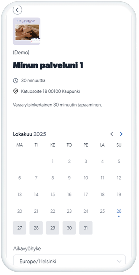 uudly demo kalenteri mobile