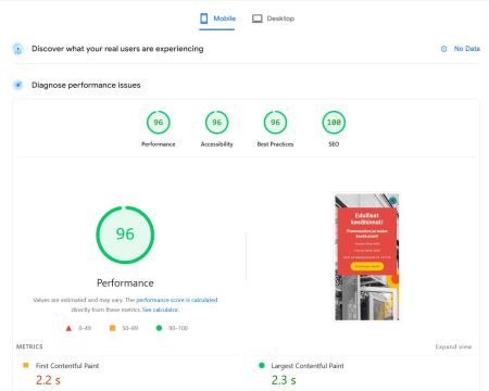 studiokasi.fi pagespeed 95 mobile